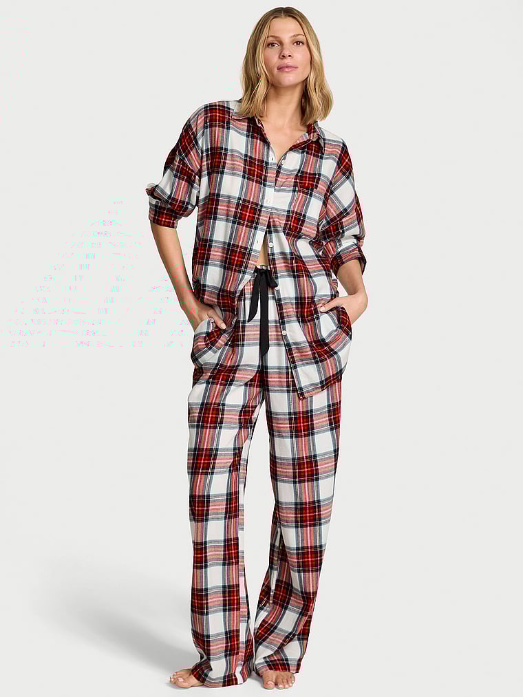 Flannel Oversized Long Pajama Set