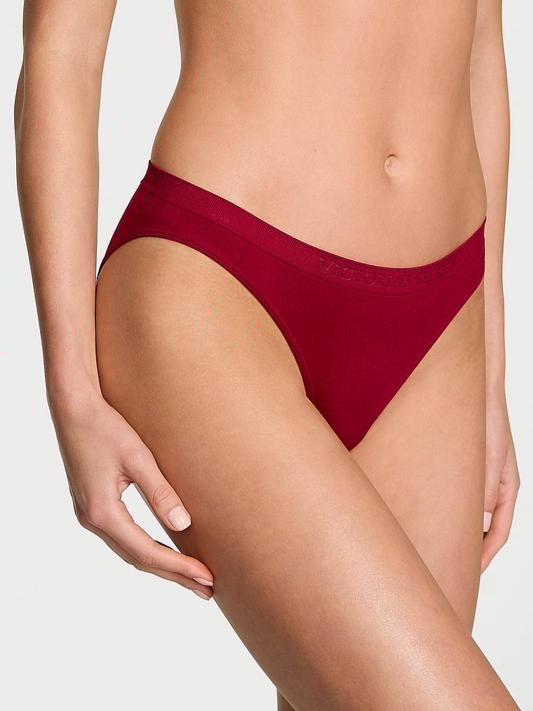 Victoria's Secret, Seamless Seamless Bikini Panty, Red Lacquer, onModelFront, 1 of 4 Aga is 5'10" and wears Small