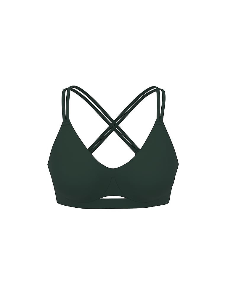 Victoria's Secret, VSX VSX Elevate™ Strappy-Comfort Sports Bra , Power Green, offModelFront, 3 of 4
