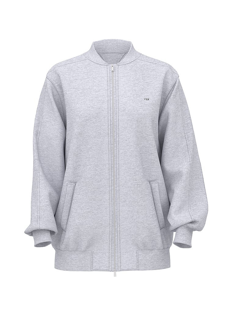 Victoria's Secret, VSX VSX Movement Fleece Jacket, Medium Heather Grey, offModelFront, 2 of 5
