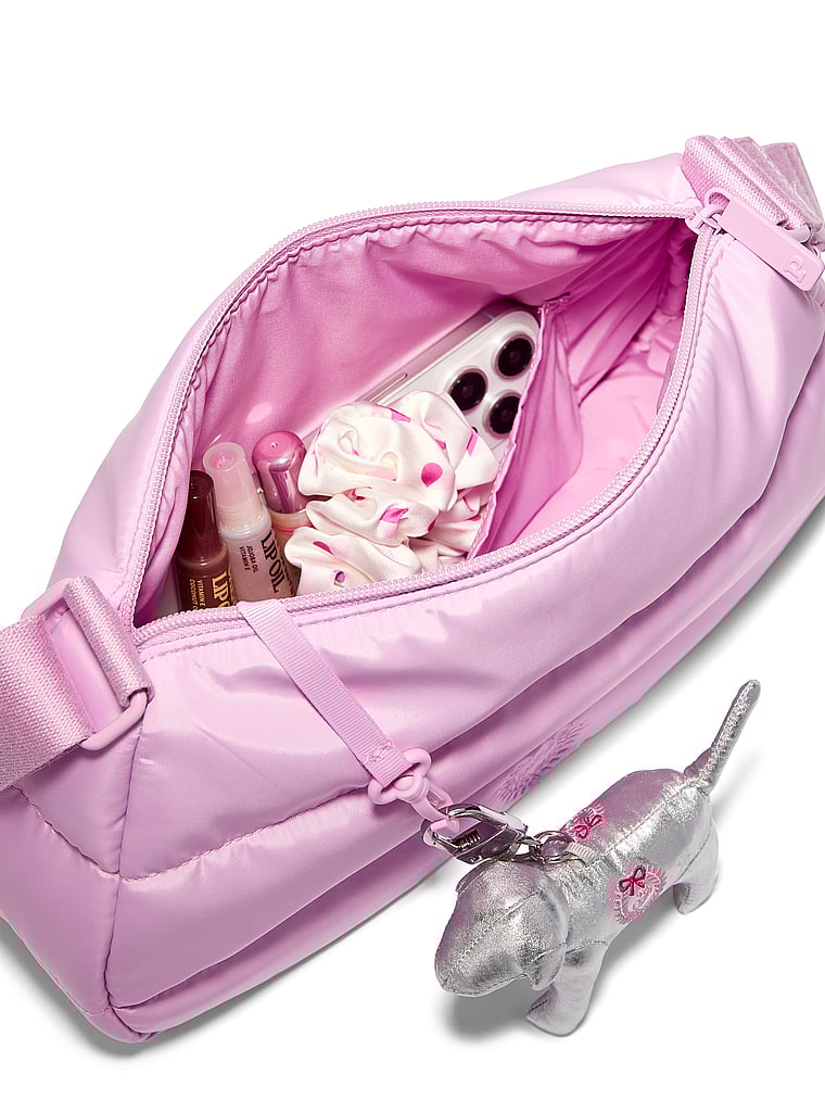 PINK Quilted Puﬀer Mini Hobo Bag, Hushed Lilac Quilted Puffer, offModelBack, 4 of 4