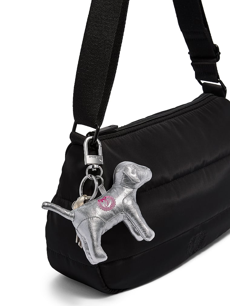 PINK Micro Dog Keychain Charm, Silver Metallic, detail, 3 of 3