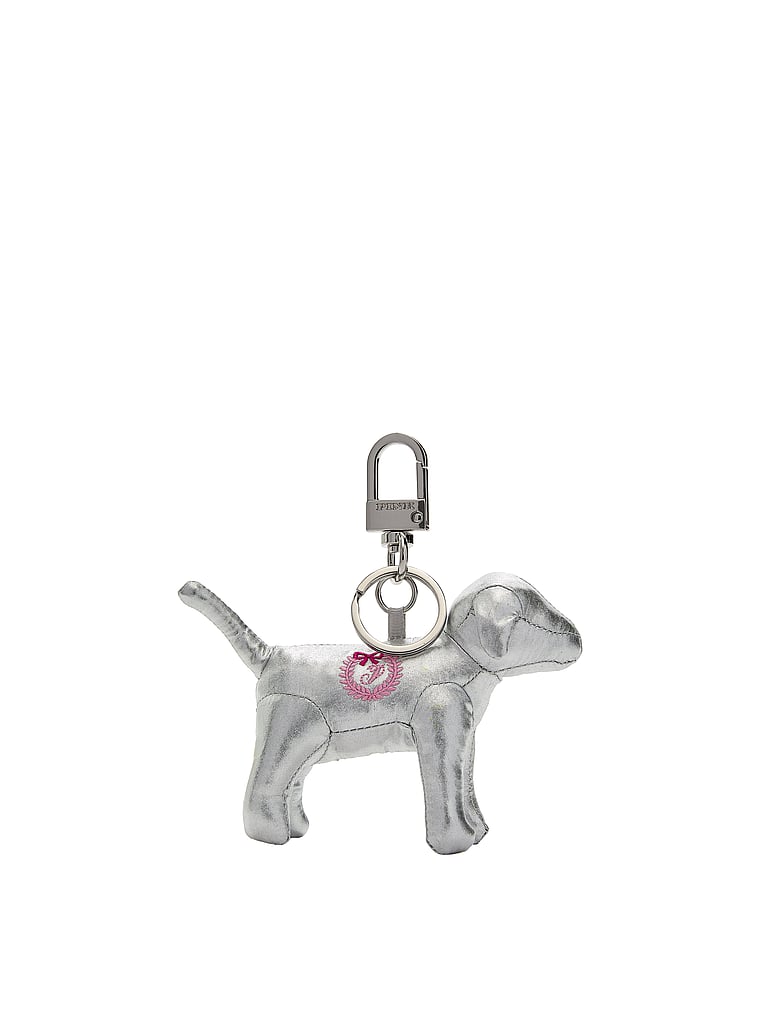 PINK Micro Dog Keychain Charm, Silver Metallic, featured, 1 of 3