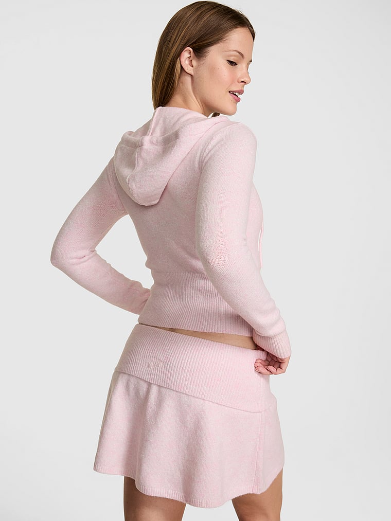 PINK Foldover Sweater Skort, Pink Petal Heather Lurex, onModelBack, 2 of 2 Taylor is 5'8" or 173cm and wears Small