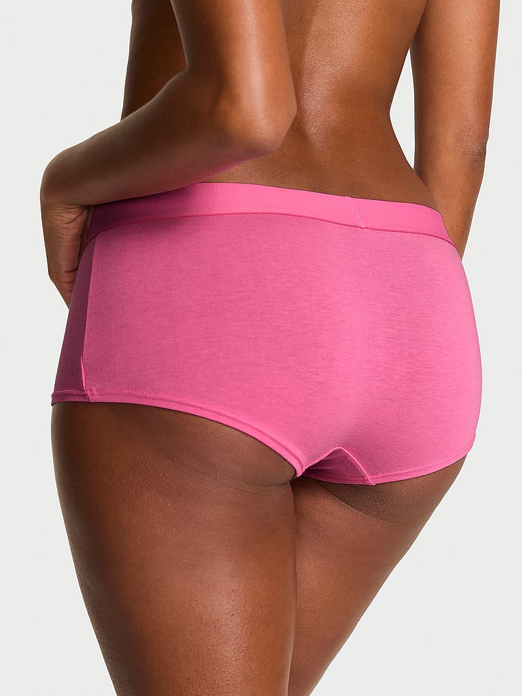 Victoria's Secret, Cotton Logo Cotton Boyshort Panty, Rose Garden Pink, onModelBack, 2 of 3
