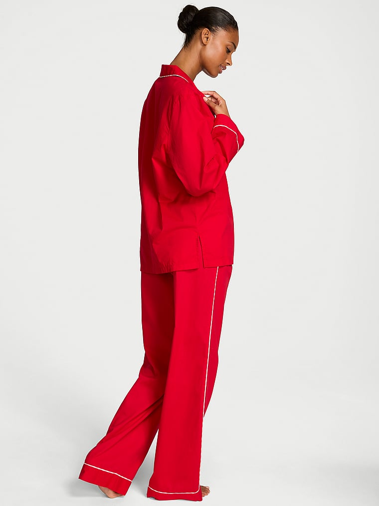 Victoria's Secret, Victoria's Secret Heritage Cotton Long Pajama Set, Lipstick, onModelBack, 2 of 2