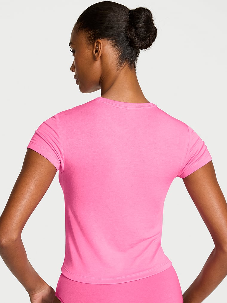 Victoria's Secret, Victoria's Secret SoSoft™ Modal Fitted Tee, Hollywood Pink, onModelBack, 2 of 4