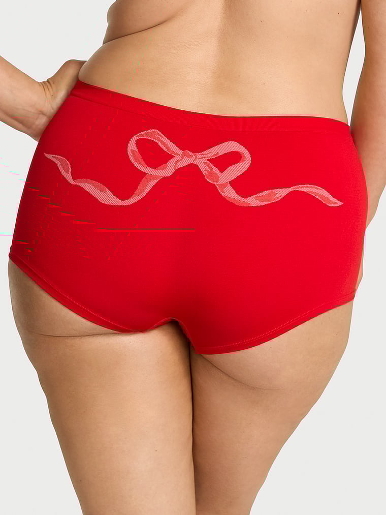 Seamless Rib Lace-Trim Boyshort Panty