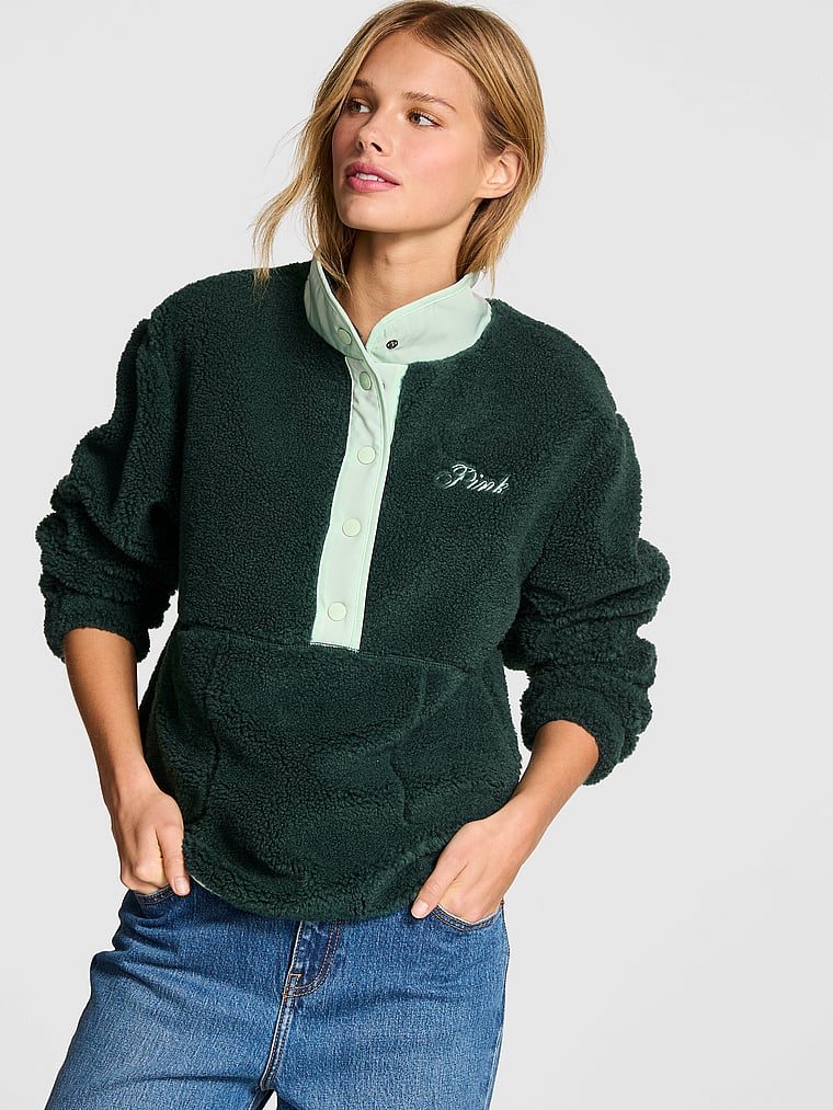 Plush Teddy Front-Snap Pullover