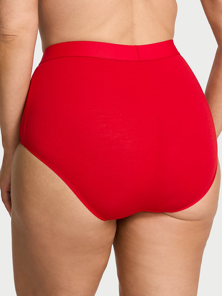 Victoria's Secret, Cotton Logo Cotton Modern Brief Panty, Lipstick, onModelBack, 2 of 3