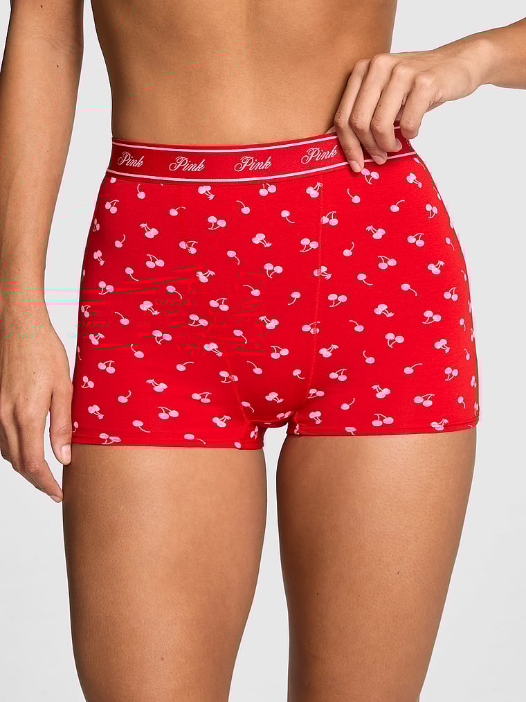 Logo Cotton High-Waist Boyshort Panty