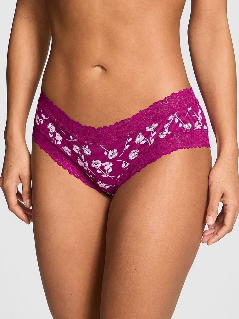 PINK PINK Wink™ Lace-Trim Cheeky Panty, Floral, onModelFront, 1 of 3
