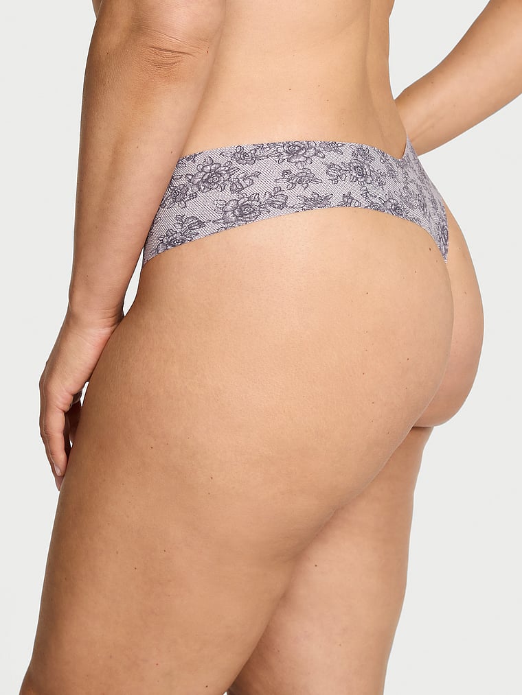 Victoria's Secret, No-Show No-Show Stripe Mesh Thong Panty, Tornado Floral, onModelBack, 2 of 3