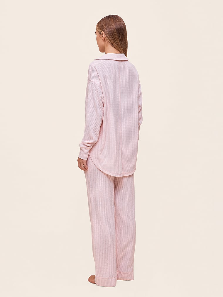 Victoria's Secret, Papinelle Super Soft Waffle Long-Sleeve Set, Winter Rose, onModelBack, 2 of 3