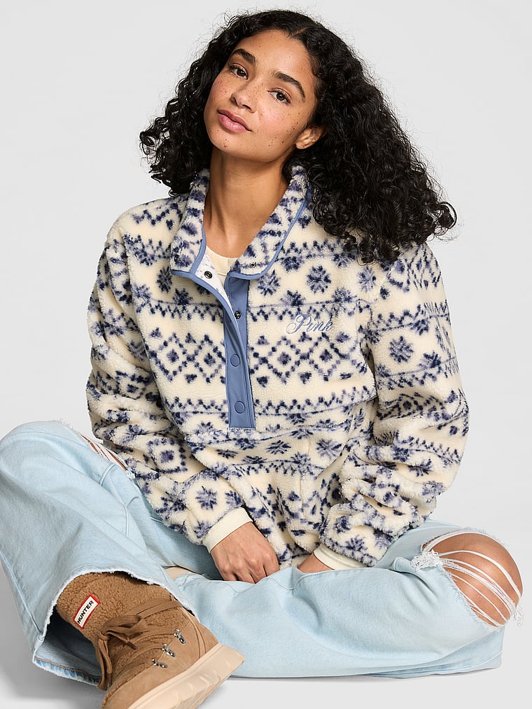 Plush Teddy Front-Snap Pullover