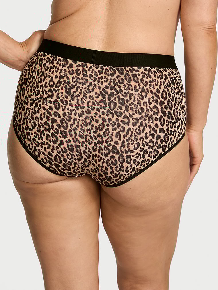 Victoria's Secret, Cotton Logo Cotton Modern Brief Panty, Natural Leopard, onModelBack, 2 of 2