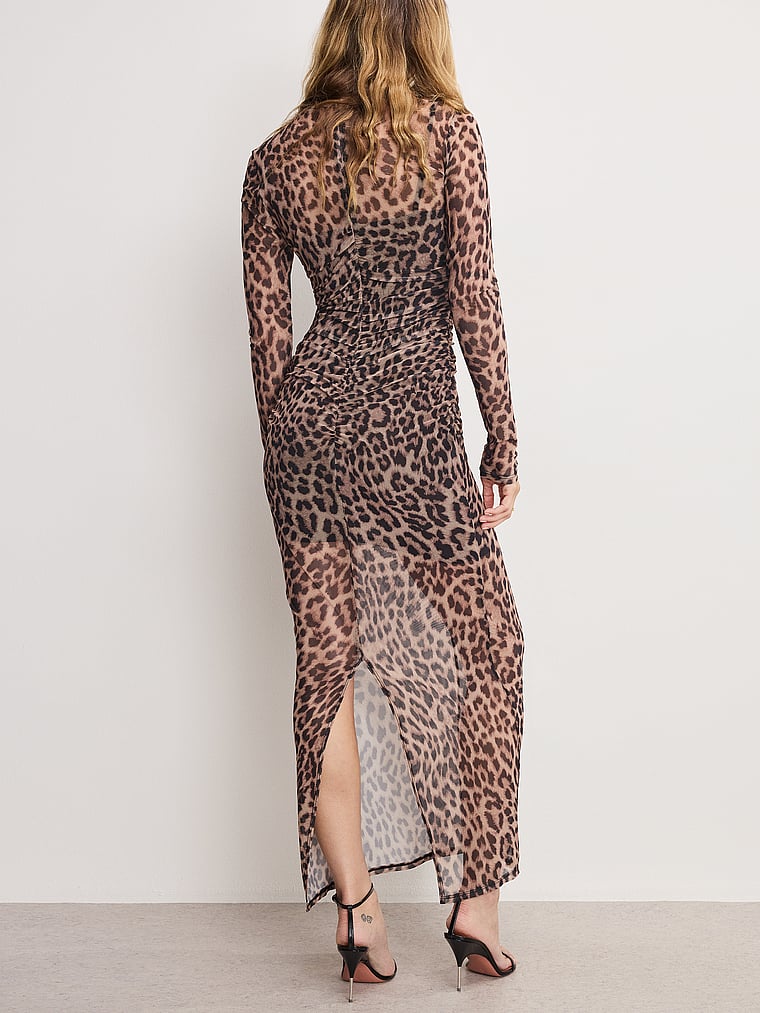 Mesh Ruched Maxi Dress