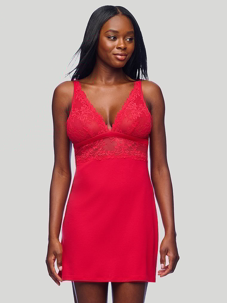 Victoria's Secret, Cosabella Carmela Plunge Chemise, Velluto, onModelFront, 1 of 2