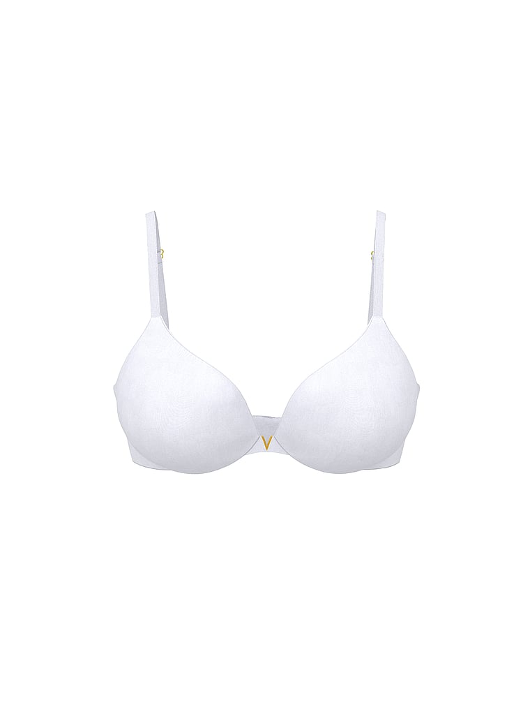 Victoria's Secret, Love Cloud Smooth Lightly Lined Plunge Demi Bra, VS White, offModelFront, 2 of 5