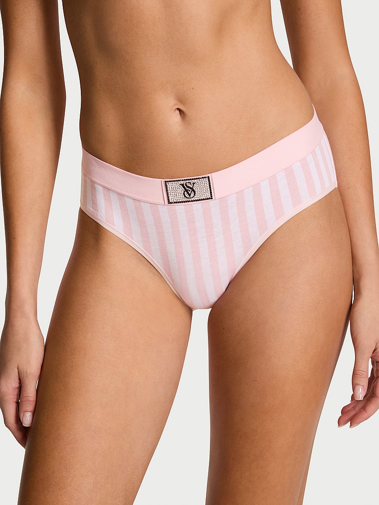 Logo Cotton Shine Patch Hiphugger Panty