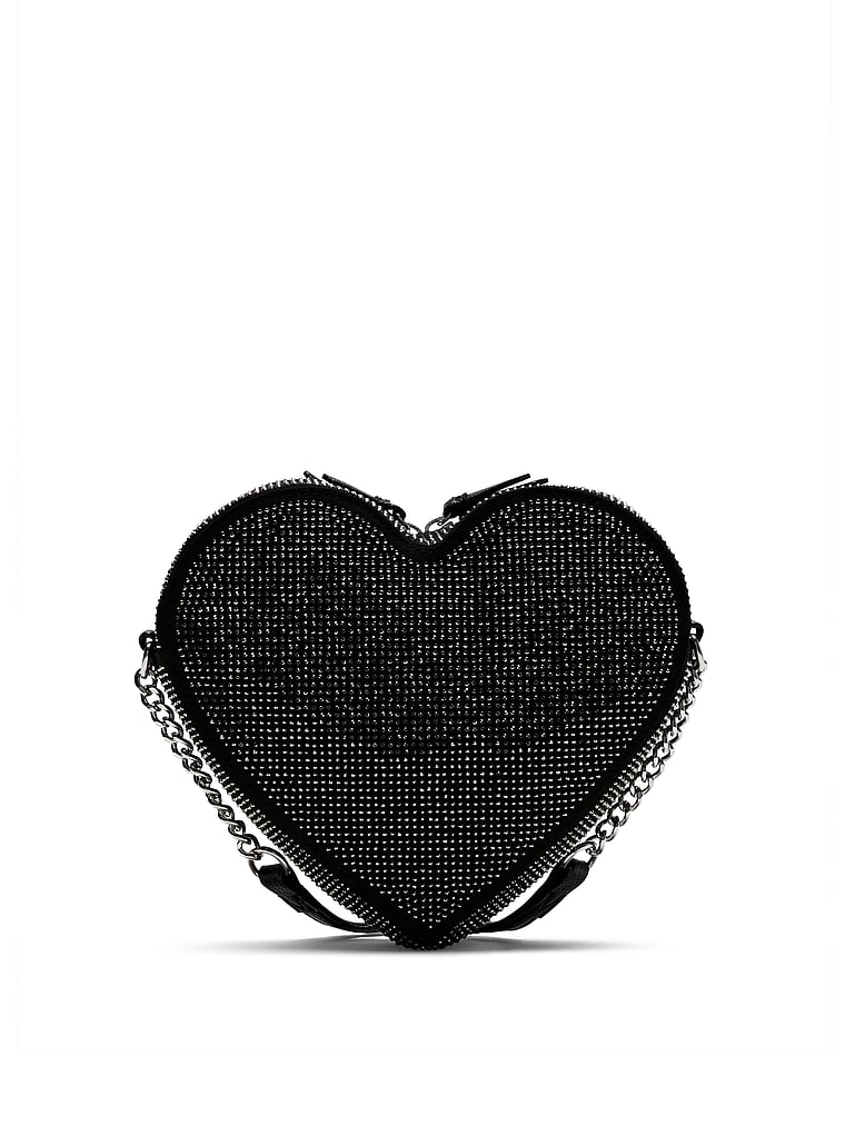 Victoria's Secret, Victoria's Secret Heart Crossbody Bag, Black, onModelBack, 3 of 3