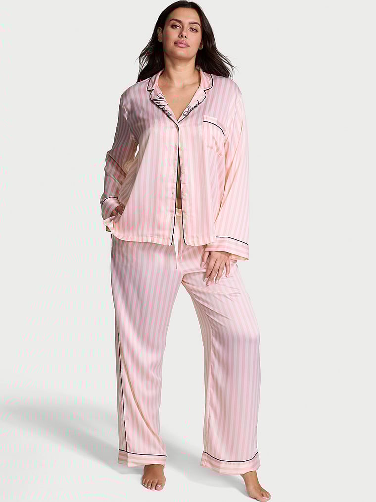 Butterfly Satin Long Pajama Set