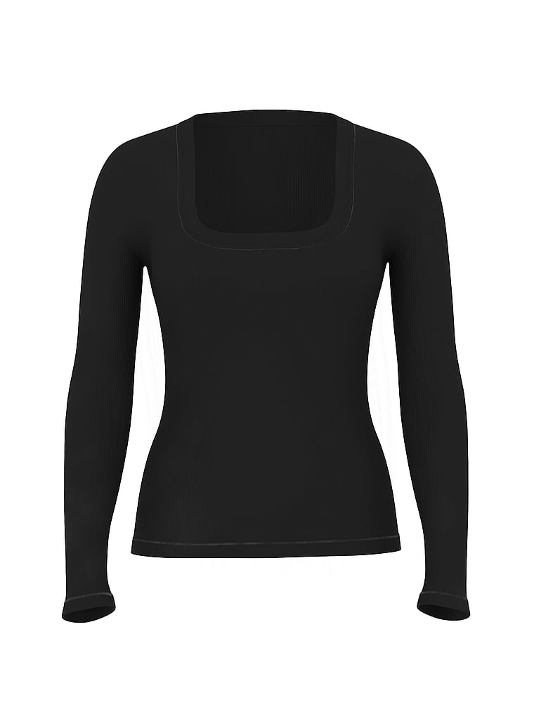 Vintage Ribbed Scoop Long-Sleeve Tee