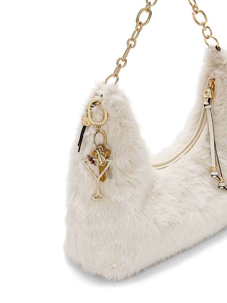 Faux Fur Pom Bag Charm Keychain