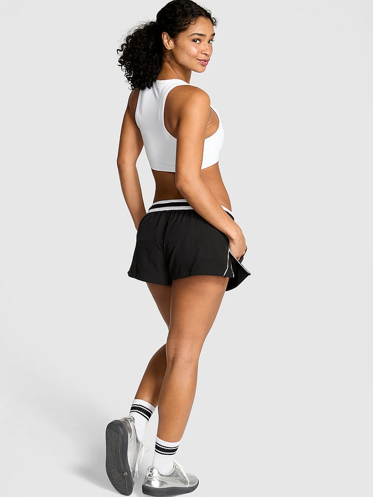 PINK Tech Woven Running Shorts, Pure Black, onModelBack, 2 of 3