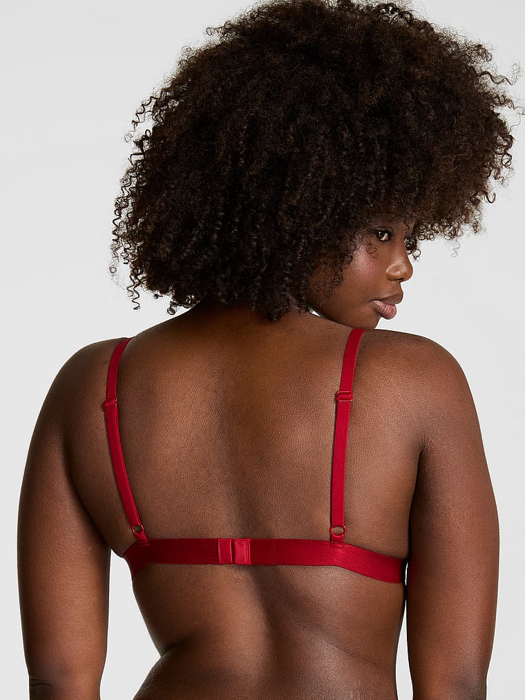 PINK Wink WINK Push-Up Triangle Bralette, Red Lacquer, onModelBack, 2 of 3 Fanta is 5'11" or 180cm and wears 34D or Medium