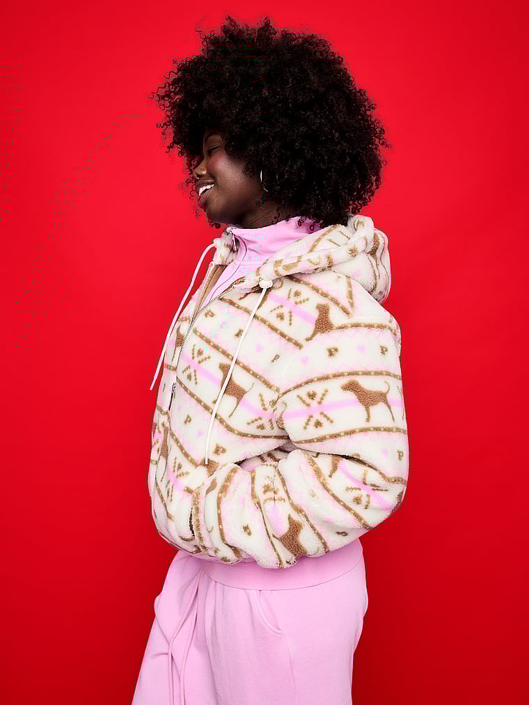 Plush Teddy Hooded Bomber Jacket