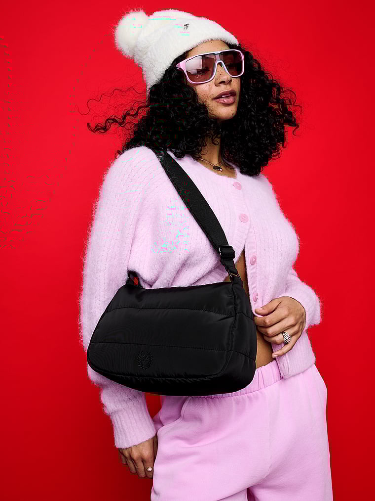 Quilted Puﬀer Mini Hobo Bag