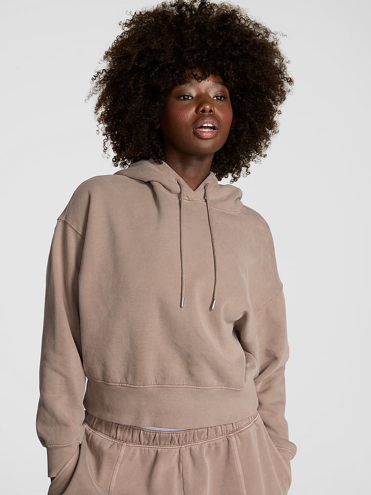 PINK Luxe Fleece Hoodie, Panama Beige, onModelFront, 1 of 3 Fanta is 5'11" or 180cm and wears Medium