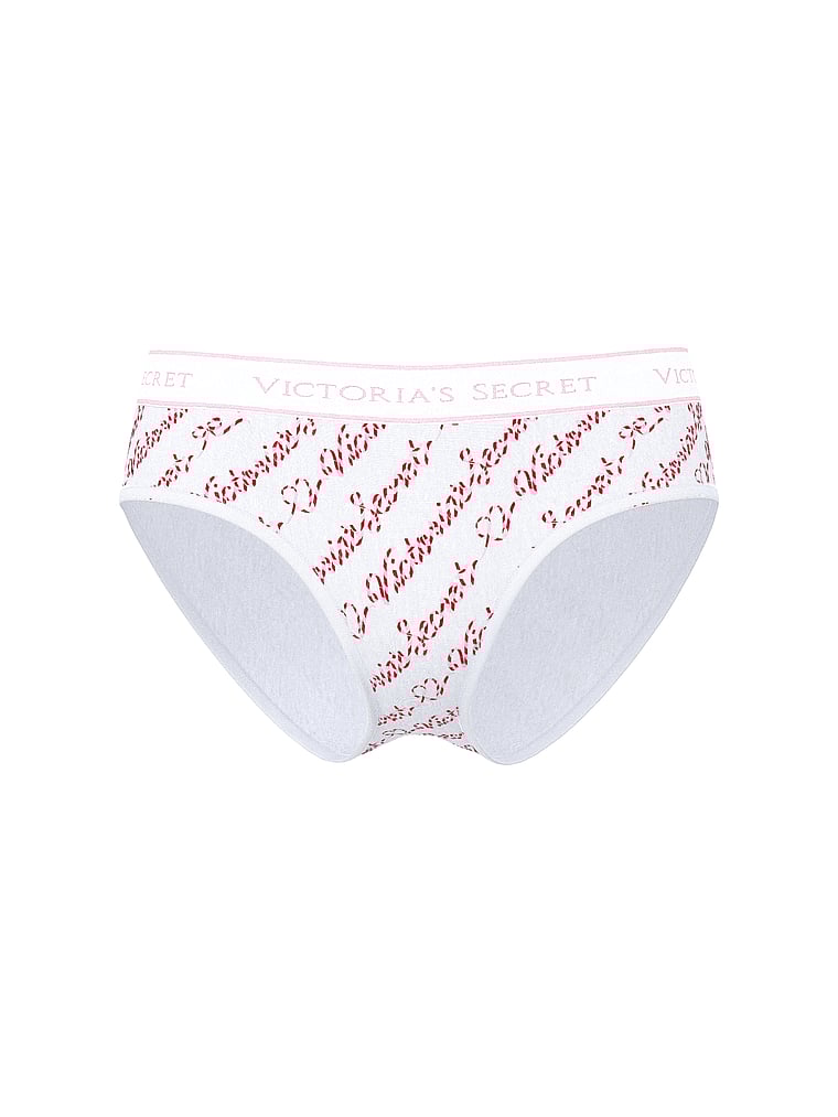 Victoria's Secret, Cotton Logo Cotton Hiphugger Panty, Vs White Script, offModelFront, 3 of 3