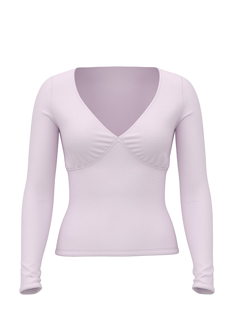 PINK PINK Base Stretch™ Ruched Long-Sleeve Tee, Pink Tulip, offModelFront, 3 of 4