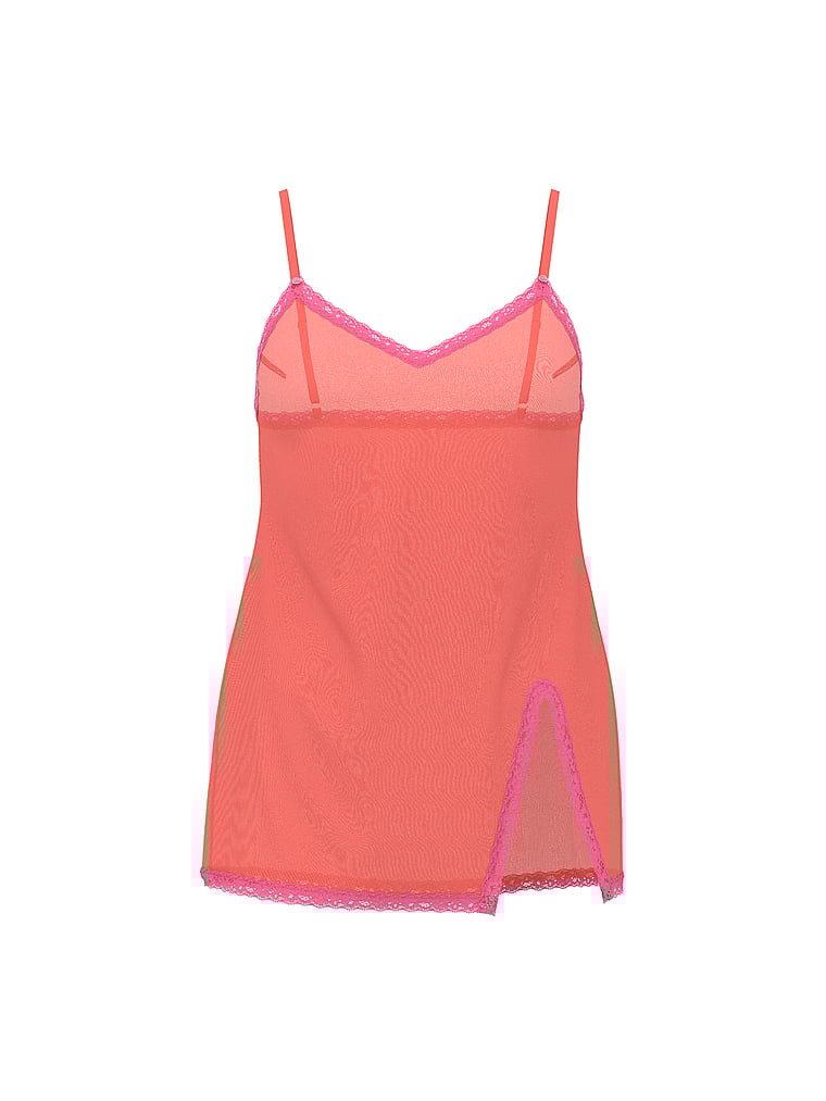 Chiffon Lace-Trim Mini Slip Dress