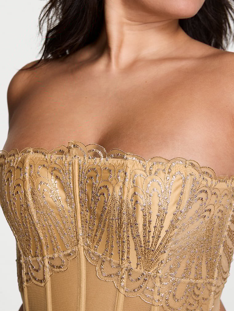 Showgirl Embroidery Unlined Balconette Bra Top