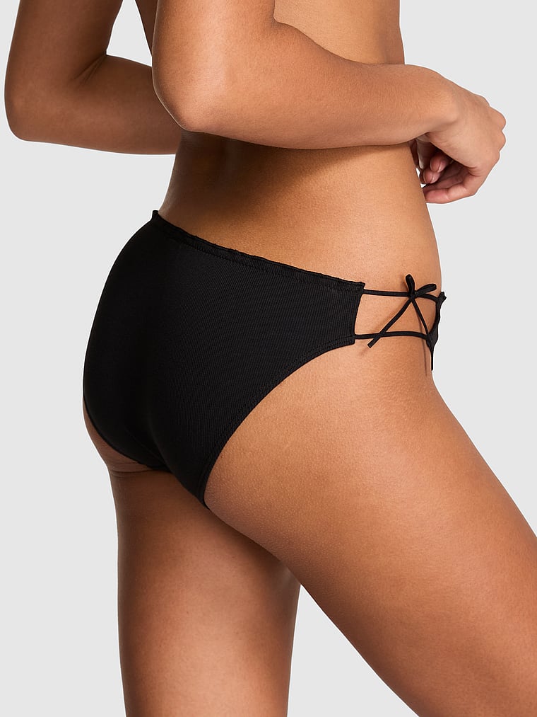 PINK Cotton Bikini Panty, Black, onModelBack, 2 of 3