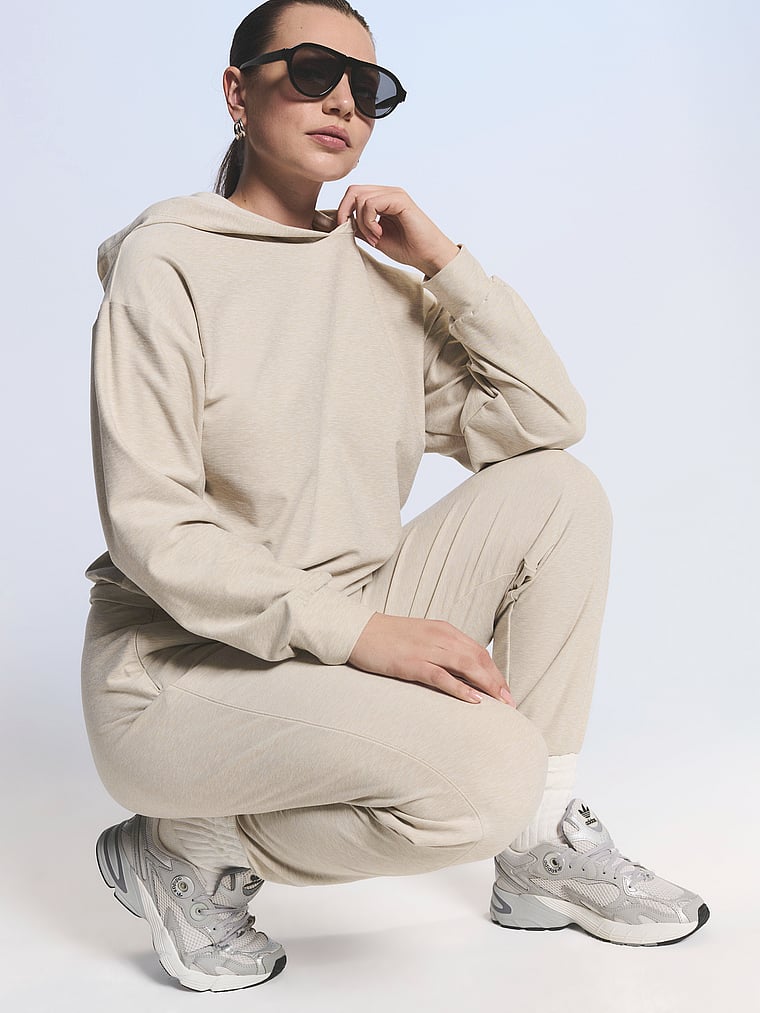 Victoria's Secret, VSX VSX LUXMarl™ Jogger Pant, Heather Soft Beige, onModelSide, 3 of 3