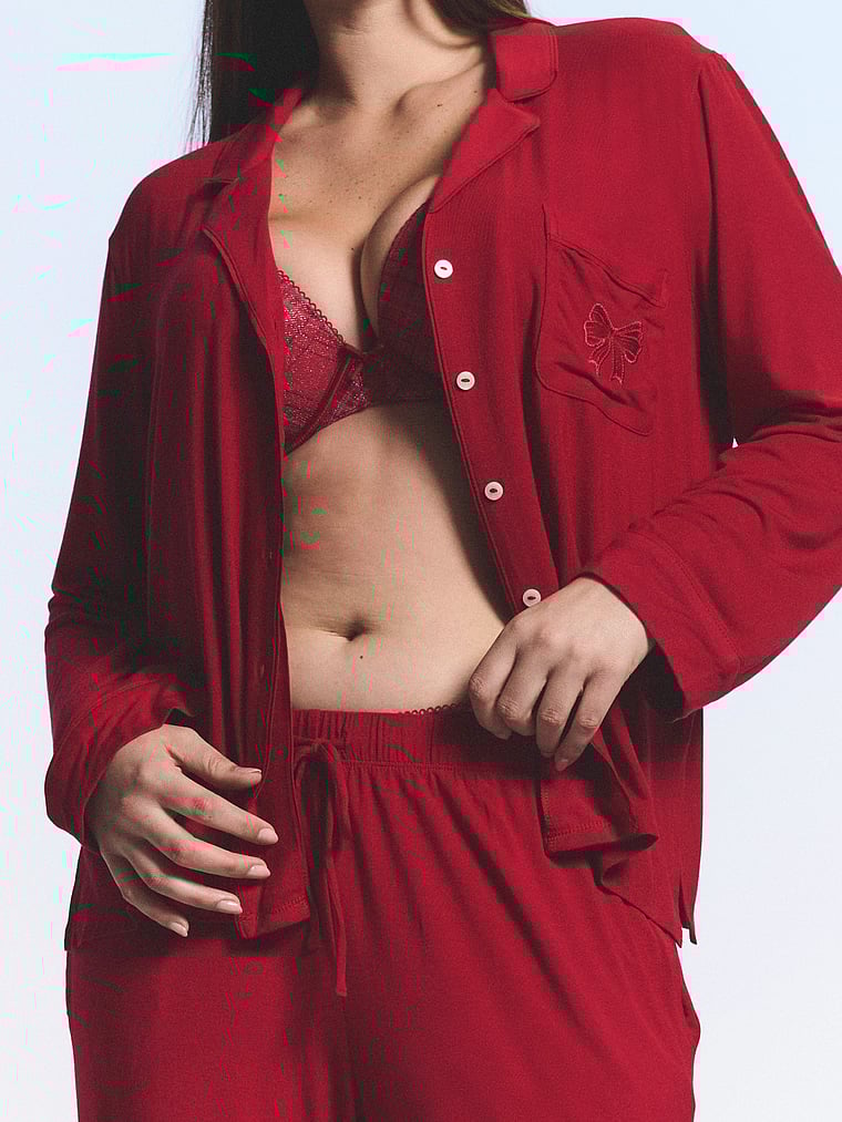 Modal Soft Bow Long Pajama Set