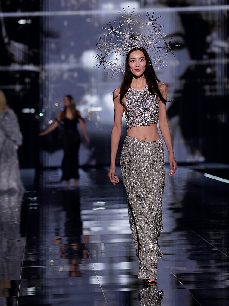 Victoria's Secret, Very Sexy Sparkle Crystal Shine Strap Brazilian Panty, Black, onModelFront, 2 of 4