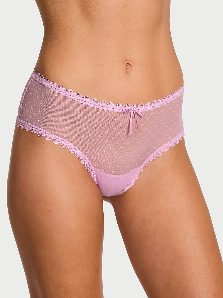 Mutandine Cheeky In Pizzo E Mesh Taglie Forti – Donna – Fantasia Leopardata Pois