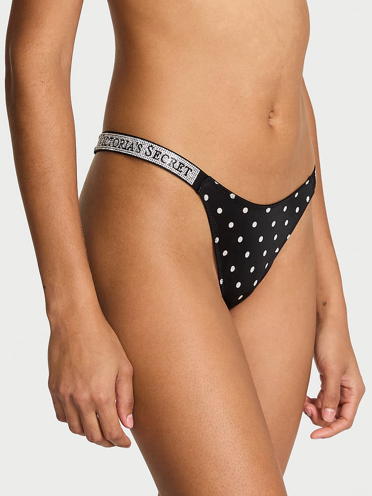 Victoria's Secret, Very Sexy Ombré Stripe Shine Strap Thong Panty, Black Dots, onModelFront, 3 of 4 Anyeline is 5'10" and wears Small
