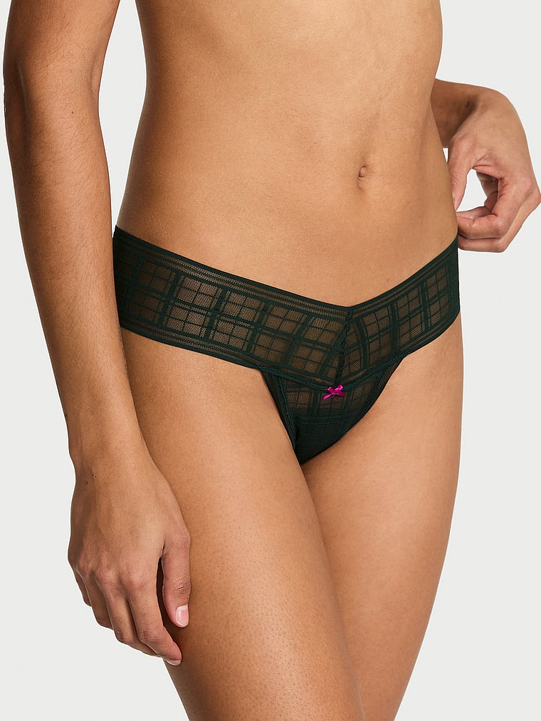 Victoria's Secret, The Lacie Plaid Lace Thong Panty, Cilantro, onModelFront, 2 of 3 Anyeline is 5'10" and wears Small