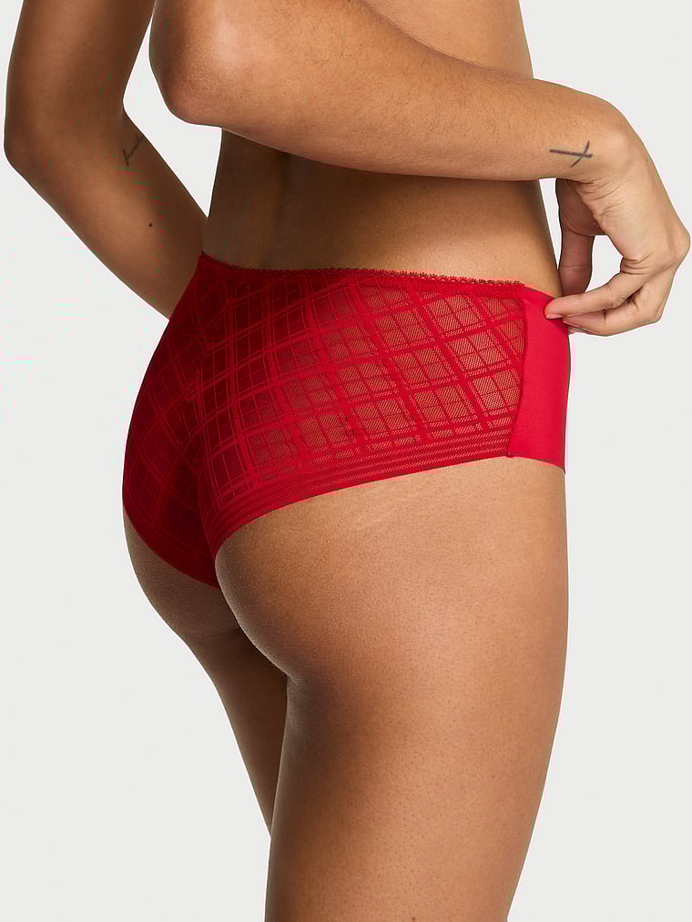 Victoria's Secret, No-Show No-Show Plaid Mesh Cheeky Panty, Lipstick, featured, 1 of 2 Anyeline is 5'10" and wears Small