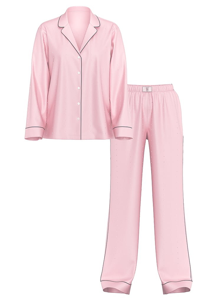 Satin Shine Stripe Long Pajama Set