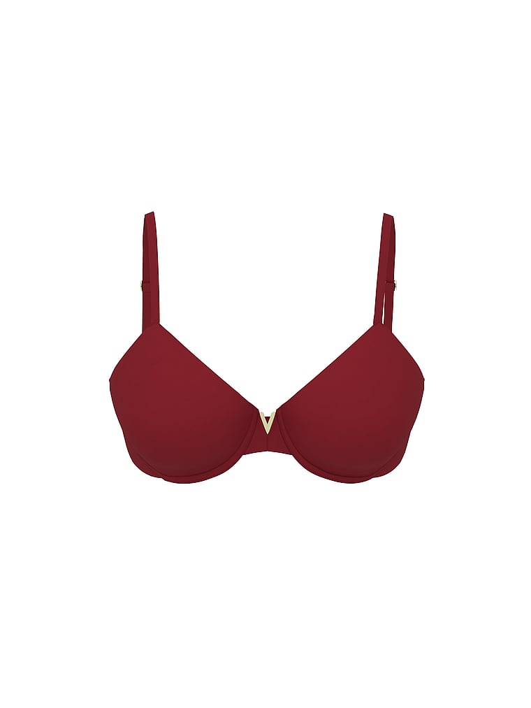 Victoria's Secret, Love Cloud Smooth Lightly Lined Full-Coverage Bra, Red, offModelFront, 3 of 3