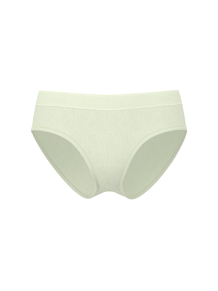 Victoria's Secret, Cotton Sheer Heritage Logo Hiphugger Panty, Mint Crush, offModelFront, 3 of 3