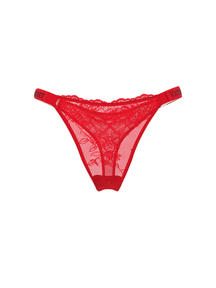Victoria's Secret, Very Sexy Scattered Shine Strap Smooth Thong Panty, Lipstick, offModelFront, 3 of 3