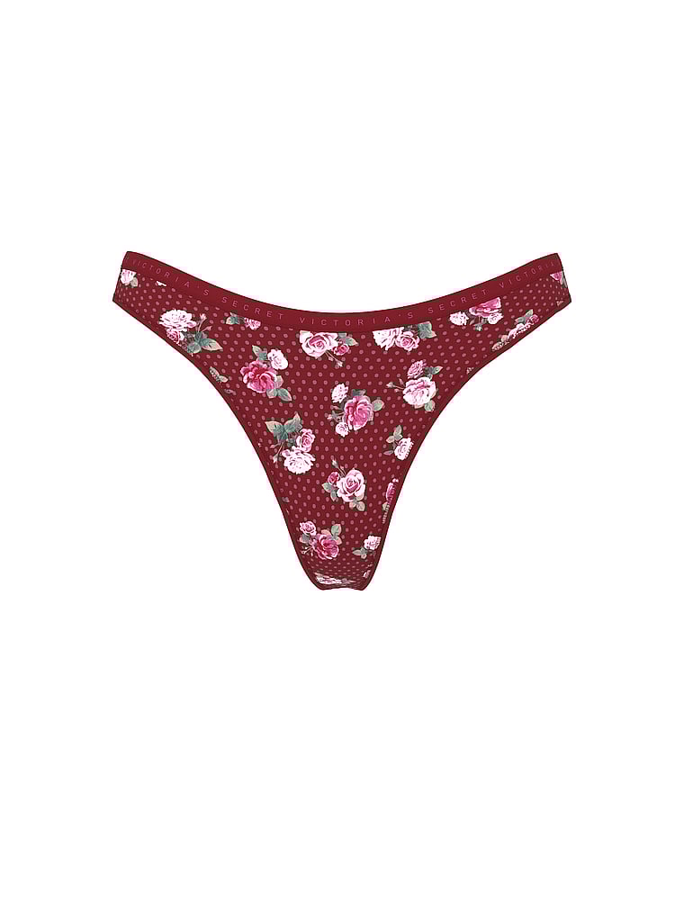 Stretch Cotton High-Leg Scoop Thong Panty